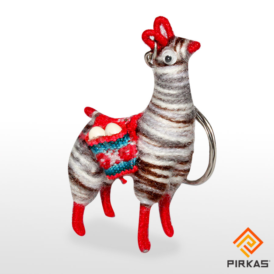 LLAVERO DE LLAMA TEJIDO COLOR ROJO
